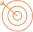 Stratégie et Succès : Icône Cible Orange avec Flèche Icône orange d'une cible avec une flèche au centre symbolisant le succès, la stratégie et l'atteinte d'objectifs.