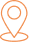 Icône Marqueur Localisation Orange - Design Géolocalisation Icône de repère de localisation orange stylisée avec cercle central et socle ovale pour carte et géolocalisation.