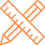Règle et Crayon Croisés : Icône Orange de Design Créatif Icône orange d'une règle et d'un crayon croisés, évoquant la conception graphique, le dessin technique et l'architecture.