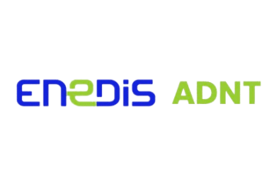 Logo Enedis bleu et vert avec mention ADNT 3002 en vert sur fond blanc.