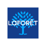 Logo Laforêt Immobilier : Réseau Leader de l'Immobilier Logo Laforêt Immobilier composé d'un arbre bleu ciel stylisé sur fond bleu foncé avec texte blanc.