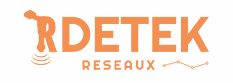 Logo RDETEK RESEAUX : Expert en Détection de Réseaux Logo orange RDETEK RESEAUX avec un R stylisé en sonde de détection et ondes de signal.